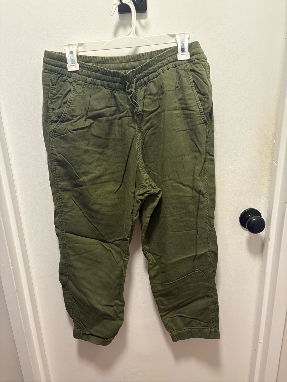 Women’s Olive Green Drawstring linen Jogger Pants
